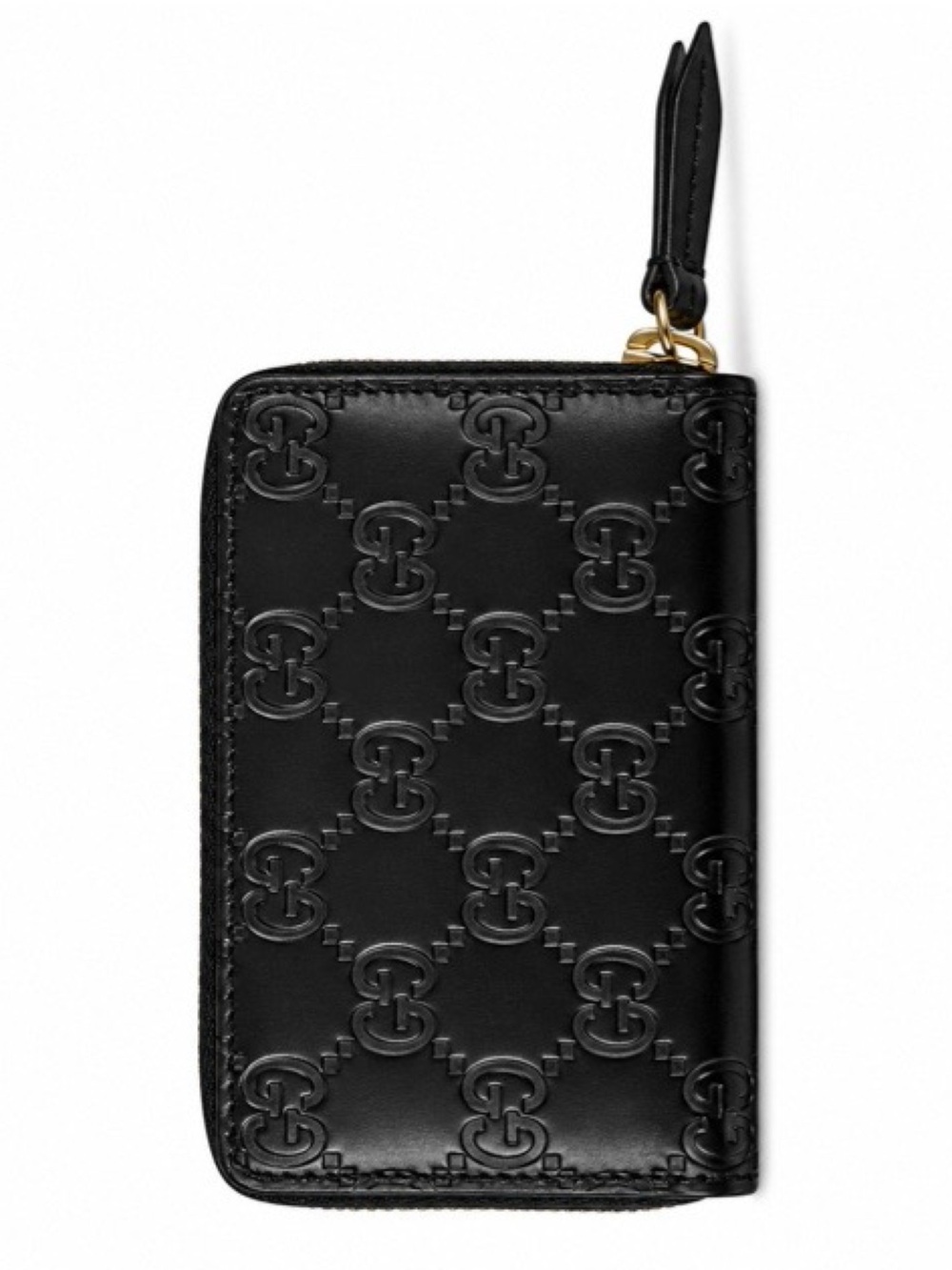 Gucci Guccissima Black Leather Zip Around  Card/Wallet Gold Hardware